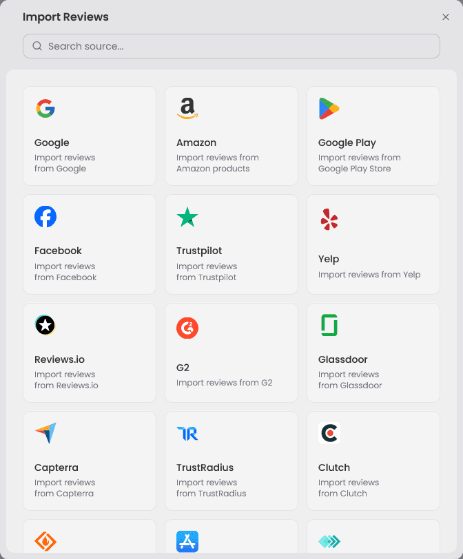 import reviews modal