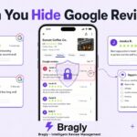 Can You Hide Google Reviews? illustration showing a phone with review cards and a flag report icon