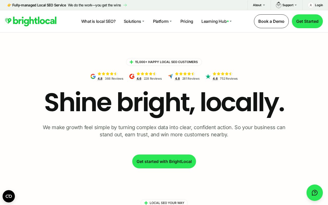 BrightLocal homepage screenshot