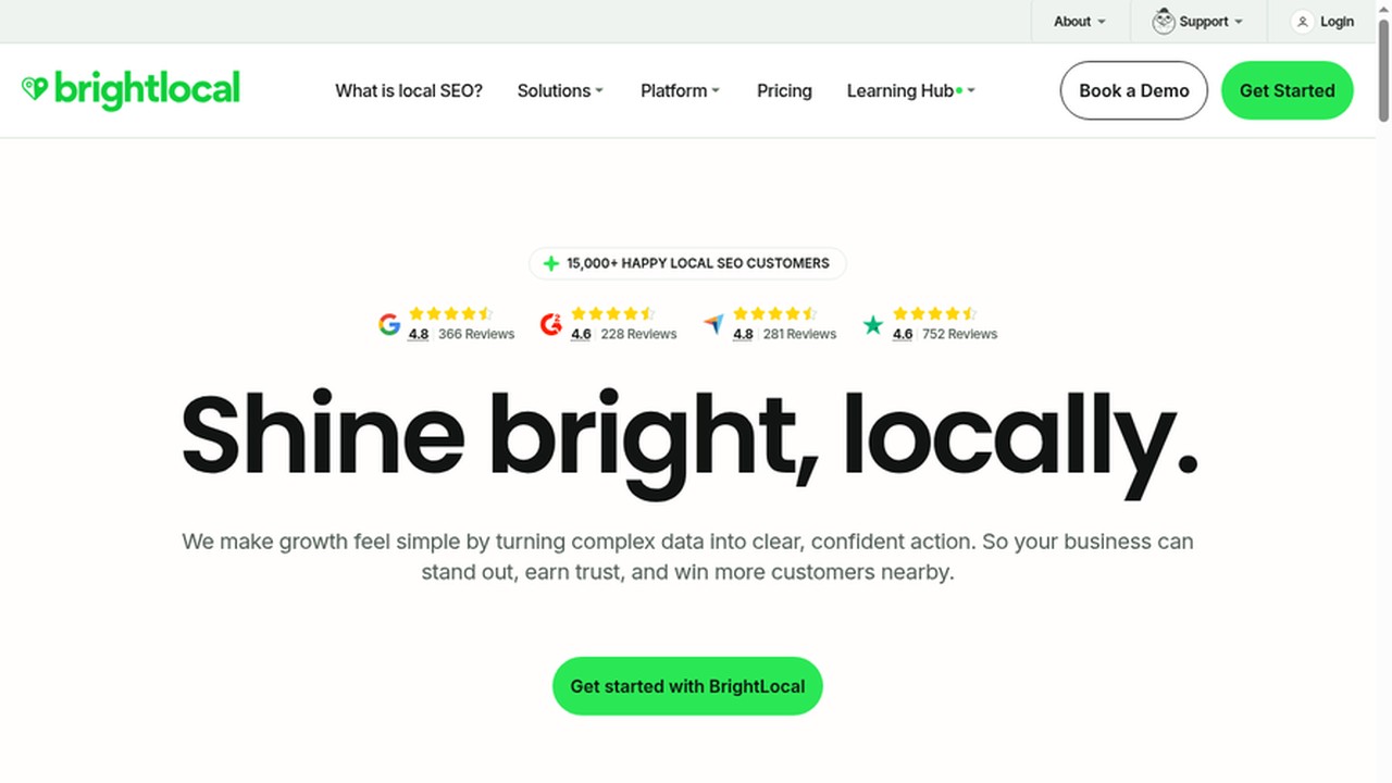 BrightLocal local SEO and reputation management homepage