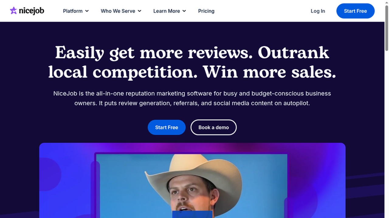 NiceJob reputation marketing software homepage