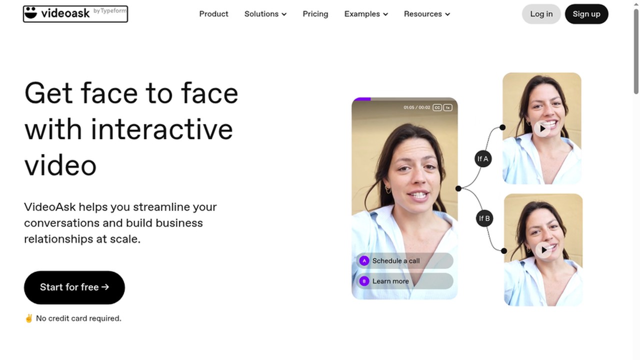 VideoAsk by Typeform homepage showing the interactive video platform
