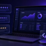 Abstract review and website widget dashboard illustration
