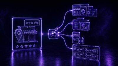 Generic local reputation hub switching toward multi-location operations, agency delivery, customer messaging, and website proof