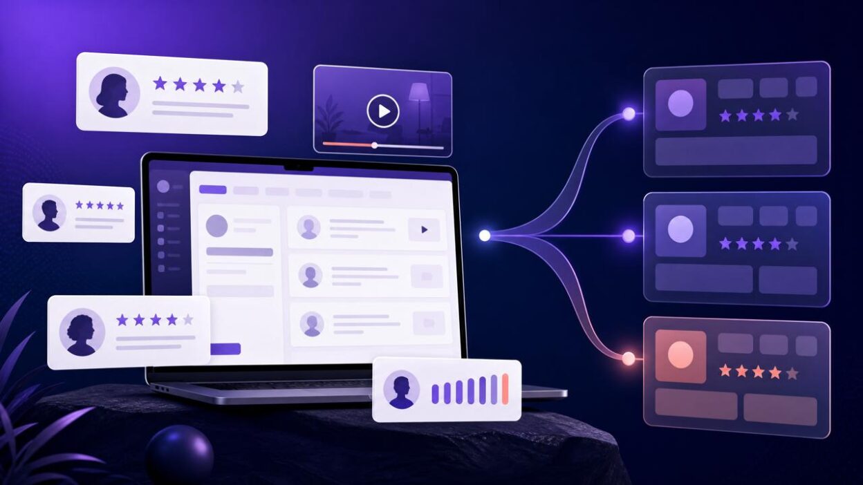 Abstract testimonial and review management illustration