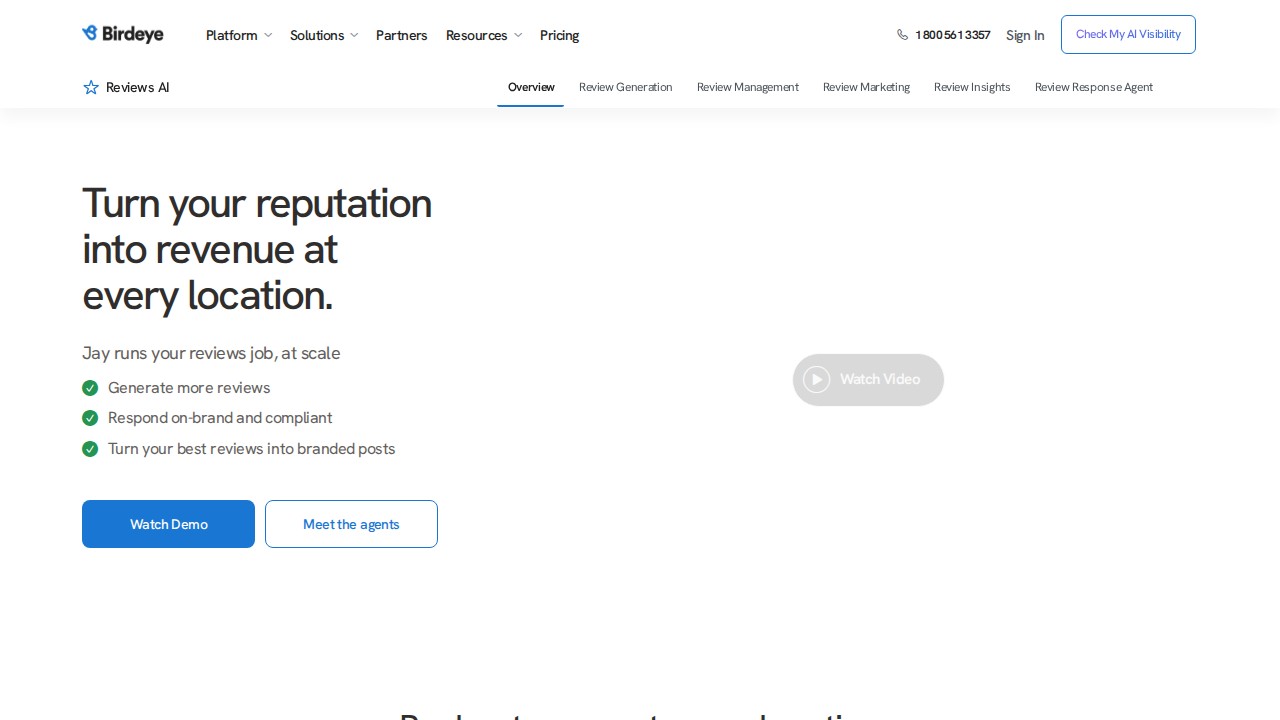 Birdeye Reviews page presenting multi-location reputation management