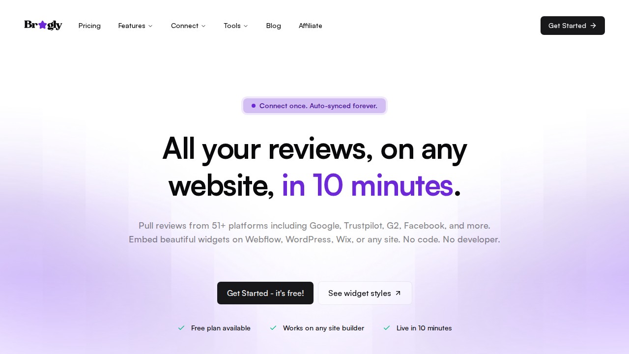 Bragly homepage shown in the Bazaarvoice alternatives comparison