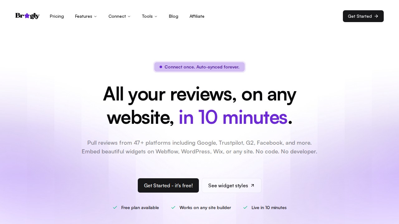 Bragly review management platform homepage