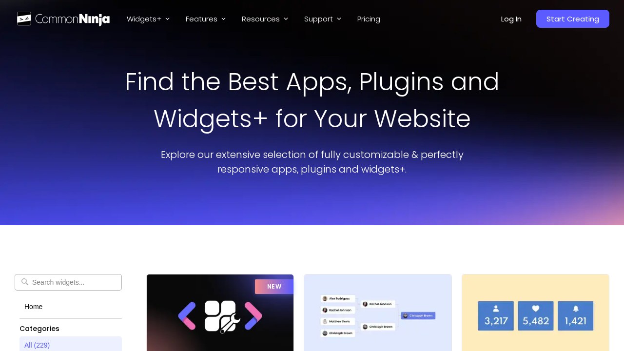 Common Ninja widget marketplace homepage
