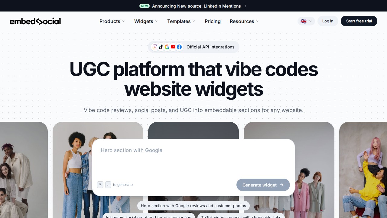 EmbedSocial UGC and review widgets homepage