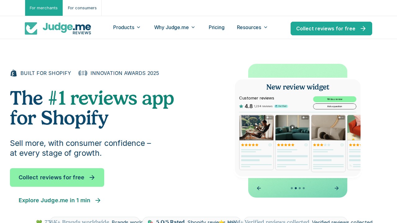 Judge.me homepage shown in the Fera.ai alternatives comparison