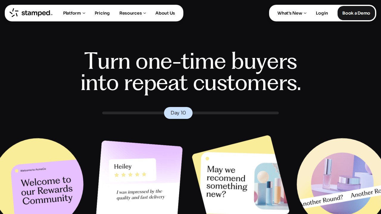 Stamped homepage shown in the Bazaarvoice alternatives comparison