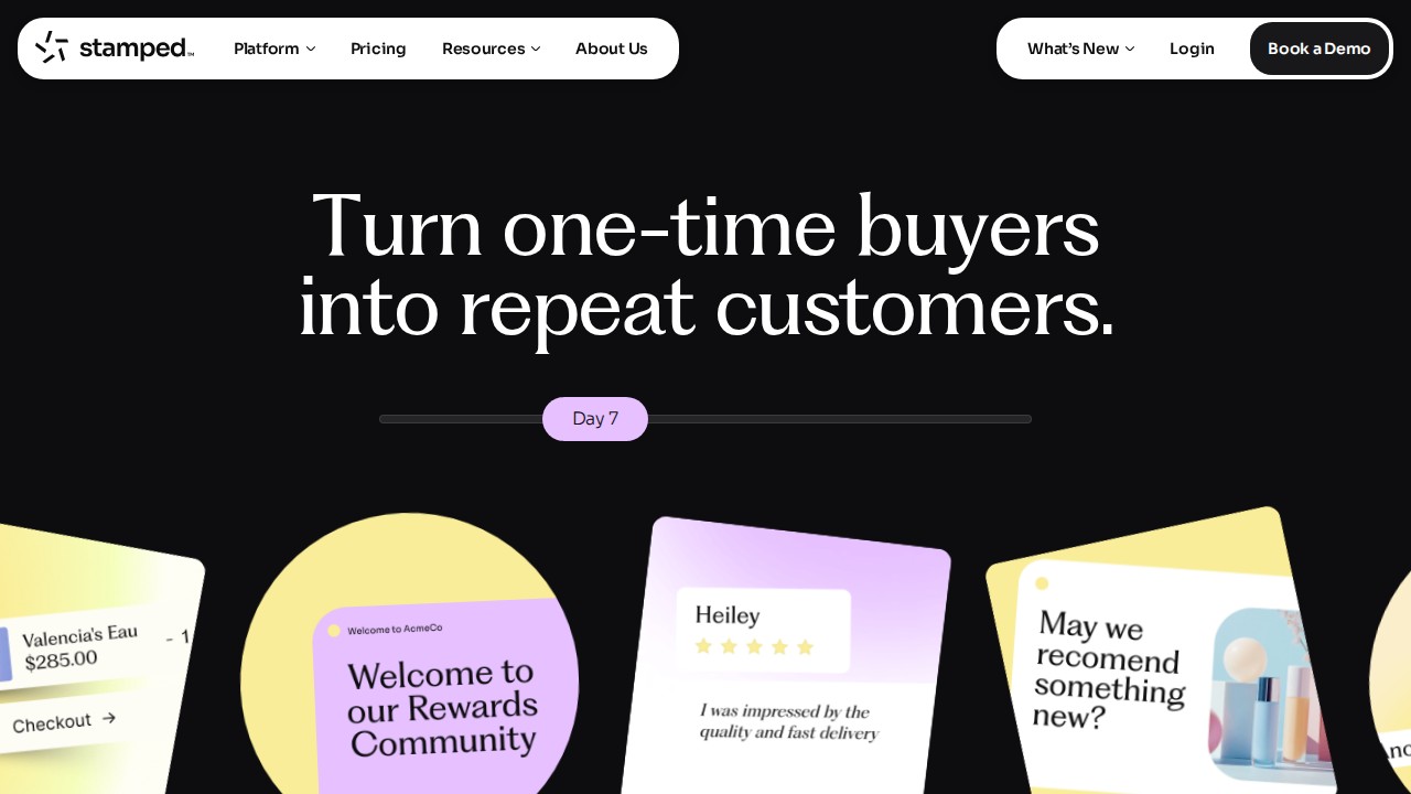 Stamped homepage shown in the Okendo alternatives comparison