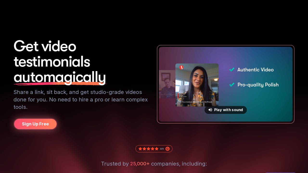 Vocal Video homepage shown in the Feedspace alternatives comparison