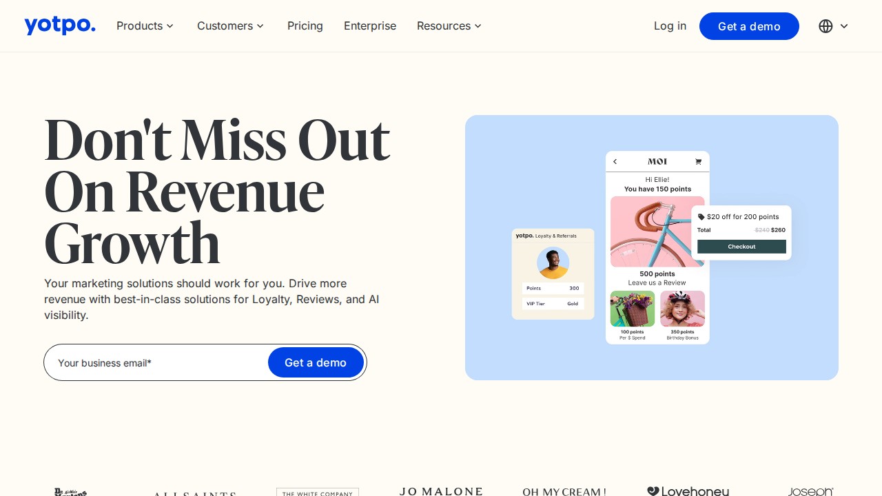 Yotpo homepage shown in the Bazaarvoice alternatives comparison