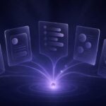 Abstract dark purple illustration of customer proof signals converging toward a review-platform choice