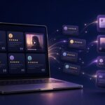 Abstract video testimonial and review dashboard illustration