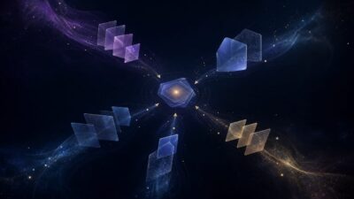 Abstract deep purple review signals converging toward a platform choice
